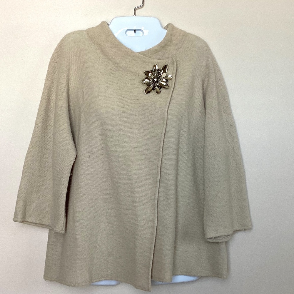 JM Collection Embellished Asymmetrical Wool Cardigan - PL